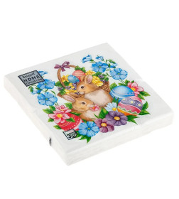 Салфетки декоративные 33 х 33 см, 3 слоя, (20 шт) "Пасхальные кролики" Home Collection Classic