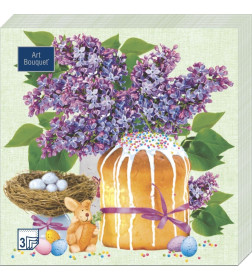 Салфетки декоративные 33 х 33 см, 3 слоя, (20 шт) "Пасхальный кулич" Art Bouquet