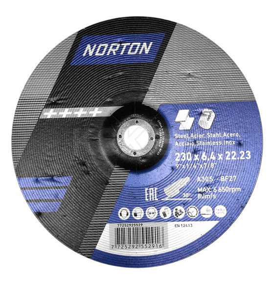 Диск зачистной по металлу и нержавеющей стали 230х6,4х22мм NORTON (77252925529)