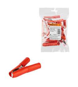 Зажим "крокодил" ЗКИ 30А 75 мм в изоляции красный (10 шт.) TDM SQ0541-0015