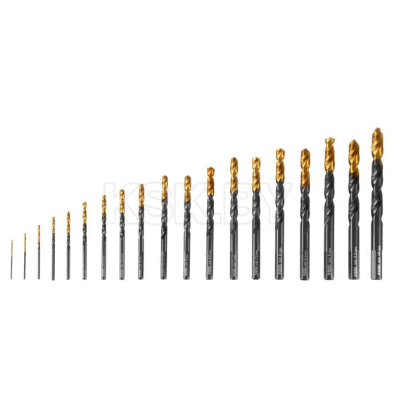 Набор сверл по металлу 1-10 мм HSS-Tin Golden Tip (19 шт.) Denzel 72321 (72321) 