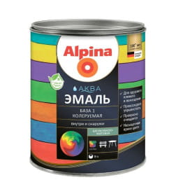 Эмаль акриловая водно-дисперсионная Alpina Аква эмаль База 1 шелковисто-матовая, 0,9 л/1,10 кг