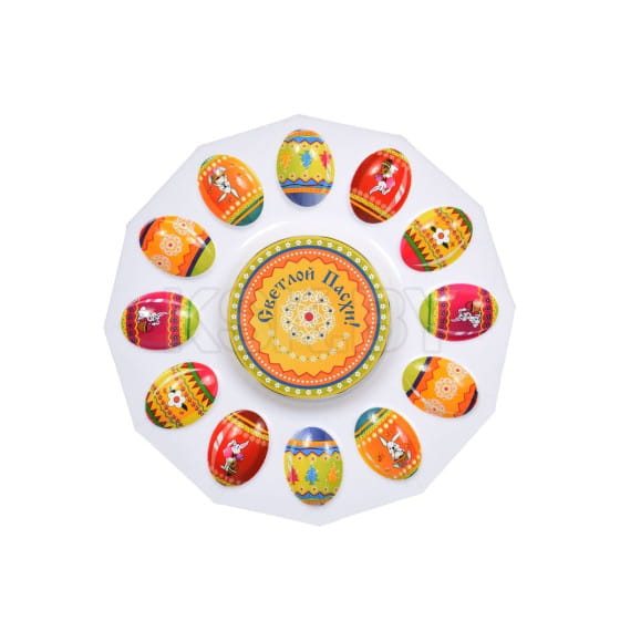 Блюдо для кулича и 12 яиц "Пасхальное" 25 см (пластиковое) MARMITON 17076 (17076) 