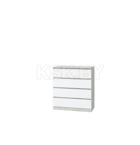 Комод "Лори" 4 ящика (дуб серый/белый) МЛК 639-0758-72 (639-0758-72) 