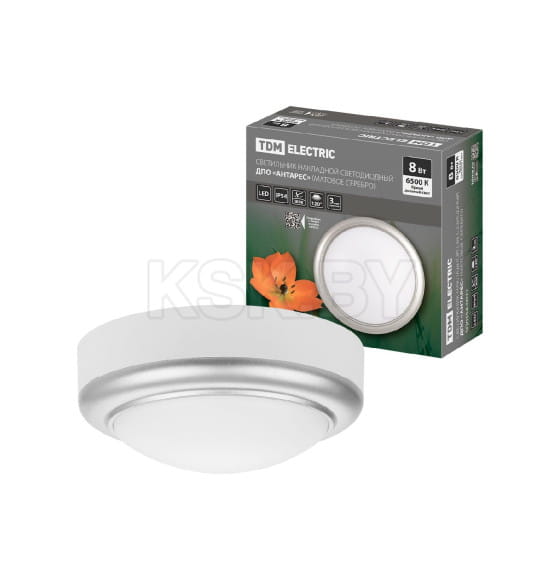 Светильник накладной LED ДПО "Антарес" 8Вт 6500К круг 140х58 мм матовое серебро IP54 TDM SQ0354-0022 (SQ0354-0022) 