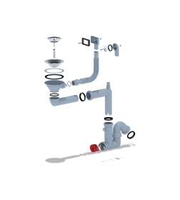 Сифон Ани F серия 3 1/2"* 40 смещ , с отв для стир машины ,гибким кругл и прямоуг переливом  F5345S