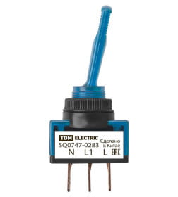 Выключатель-тумблер ASW-13D 1P 12В AC/DC 20А (3c) ON-OFF с фиксацией с синей LED подсветкой TDM SQ0747-0283