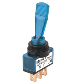 Выключатель-тумблер ASW-13D 1P 12В AC/DC 20А (3c) ON-OFF с фиксацией с синей LED подсветкой TDM SQ0747-0283