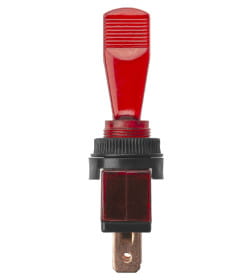 Выключатель-тумблер ASW-13D 1P 12В AC/DC 20А (3c) ON-OFF с фиксацией с красной LED подсветкой TDM SQ0747-0281