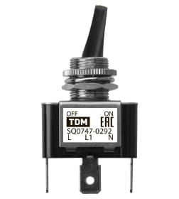 Выключатель-тумблер ASW-07D-2 1P 12В AC/DC 30А (3c) ON-OFF с фиксацией с желтой LED подсветкой TDM SQ0747-0292