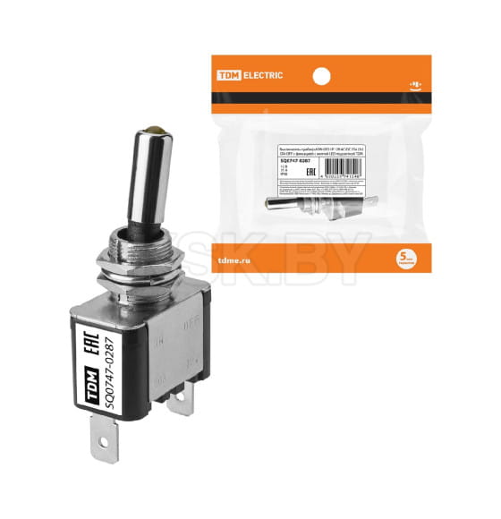 Выключатель-тумблер ASW-07D 1P 12В AC/DC 25А (3c) ON-OFF с фиксацией с желтой LED подсветкой TDM SQ0747-0287 (SQ0747-0287) 