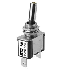 Выключатель-тумблер ASW-07D 1P 12В AC/DC 25А (3c) ON-OFF с фиксацией с желтой LED подсветкой TDM SQ0747-0287