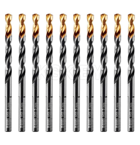 Сверло по металлу  5 мм, HSS-Tin, Golden Tip (10 шт.) Denzel 717213 (717213) 