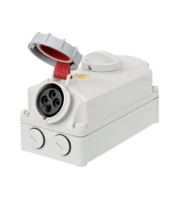 Розетка настенная с выключателем и блокировкой IP67 16А 3Р+РЕ 380В TDM SQ0611-0065