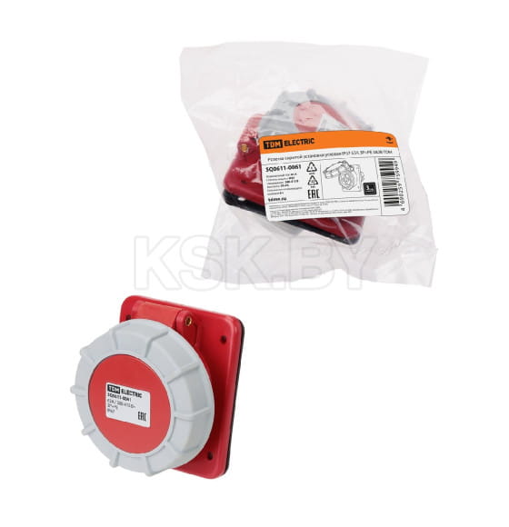 Розетка скрытой установки угловая IP67 63А 3Р+РЕ 380В TDM SQ0611-0061 (SQ0611-0061) 