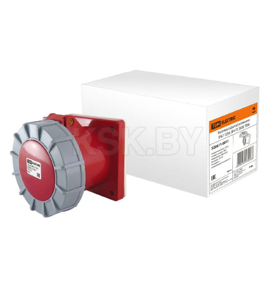 Розетка скрытой установки IP67 125А 3Р+РЕ 380В TDM SQ0611-0011 (SQ0611-0011) 