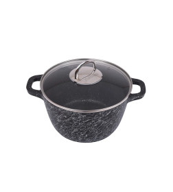 Кастрюля Kukmara (4,5л) кчс45а "Грация" (черный/серебро) стекл. крышка