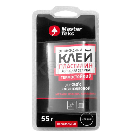 Клей-пластилин MasterTeks HomeMaster эпоксидный холодная сварка термостойкий, черный, 55 г