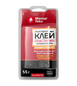 Клей-пластилин MasterTeks HomeMaster эпоксидный холодная сварка универсальный, темно-серый, 55 г