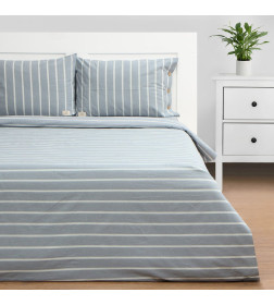 Постельное бельё Этель 2 сп Blue stripe, 180х210см,220х240см,50х70-2шт, жатый хлопок,140 г/м2