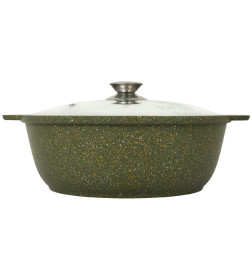 Кастрюля-жаровня Kukmara (3л) ж31tsml "Trendy style malachite" (стекл. крышка)