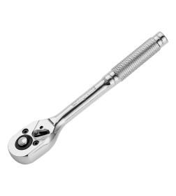 Трещотка 1/4" 45 зубьев, цельнометаллическая, с быстрым сбросом, CrV, хром Сибртех 14014