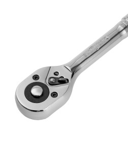 Трещотка 3/8" 45 зубьев, цельнометаллическая, с быстрым сбросом, CrV, хром Сибртех 14018