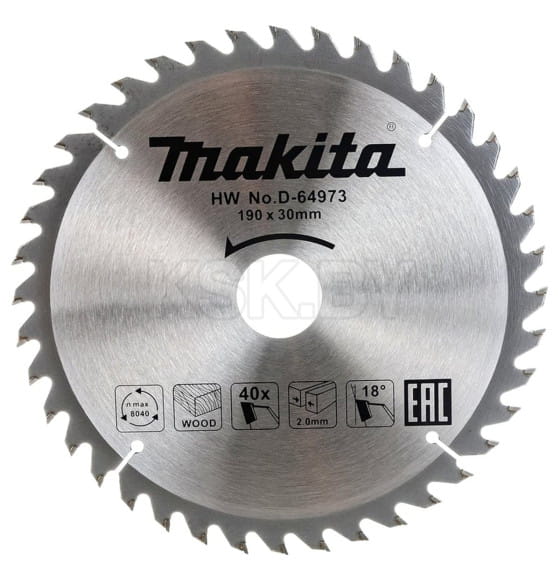 Диск пильный по дереву 190х40Tх30 мм MAKITA D-64973 (D-64973) 