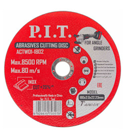 Диск отрезной по металлу 180x2,0x22,2 мм (упак. 10 шт.) P.I.T. ACTW01-1802