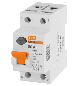 Устройство защитного отключения УЗО ВД1-63 2Р 80А 500мА TDM SQ0203-0096
