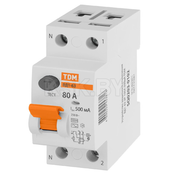 Устройство защитного отключения УЗО ВД1-63 2Р 80А 500мА TDM SQ0203-0096 (SQ0203-0096) 