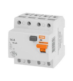 Устройство защитного отключения УЗО ВД1-63 4Р 16А 10мА TDM SQ0203-0026