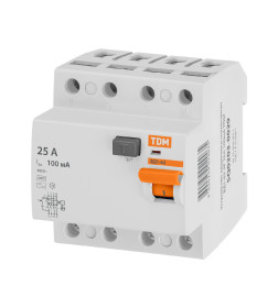 Устройство защитного отключения УЗО ВД1-63 4Р 25А 100мА TDM SQ0203-0029