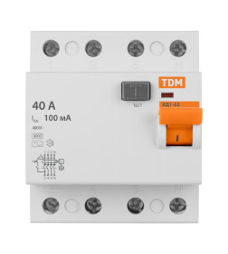 Устройство защитного отключения УЗО ВД1-63 4Р 40А 100мА TDM SQ0203-0036