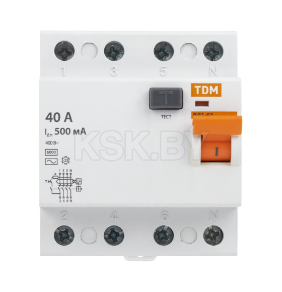 Устройство защитного отключения УЗО ВД1-63 4Р 40А 500мА TDM SQ0203-0098 (SQ0203-0098) 