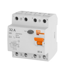 Устройство защитного отключения УЗО ВД1-63 4Р 32А 30мА тип А TDM SQ0203-0086