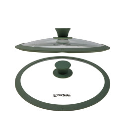 Крышка стеклянная 240 мм с силиконовым ободом круглая NATURAL GREEN PERFECTO LINEA 25-024322