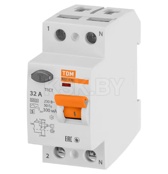 Устройство защитного отключения УЗО ВД1-63S 2Р 32А 300мА TDM SQ0203-0055 (SQ0203-0055) 