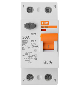 Устройство защитного отключения УЗО ВД1-63S 2Р 50А 100мА TDM SQ0203-0058