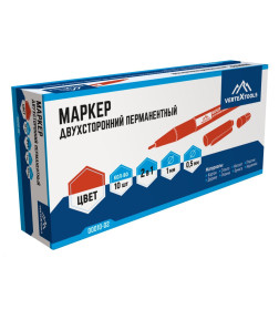 Маркер строительный двухсторонний (красный) VERTEXTOOLS
