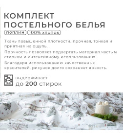 Постельное бельё "Этель" Winter countryside 2 сп 175х215 см, 200х220 см,70х70 см -2 шт,поплин 125 г/м2