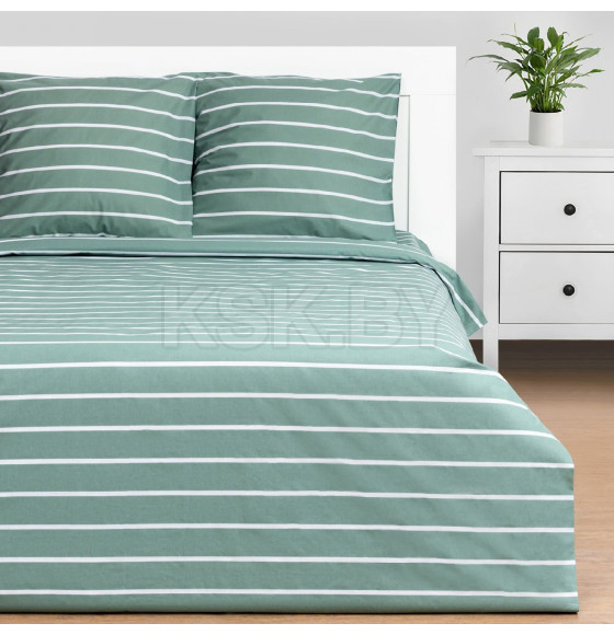 Постельное бельё Этель Дуэт Mint stripes 143х215 см-2шт, 220х240см, 70х70см-2шт, 100% хлопок, поплин (6632207) 
