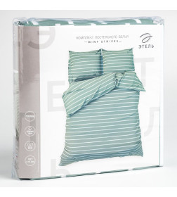 Постельное бельё Этель Дуэт Mint stripes 143х215 см-2шт, 220х240см, 70х70см-2шт, 100% хлопок, поплин