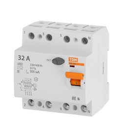 Устройство защитного отключения УЗО ВД1-63S 4Р 32А 300мА TDM SQ0203-0067