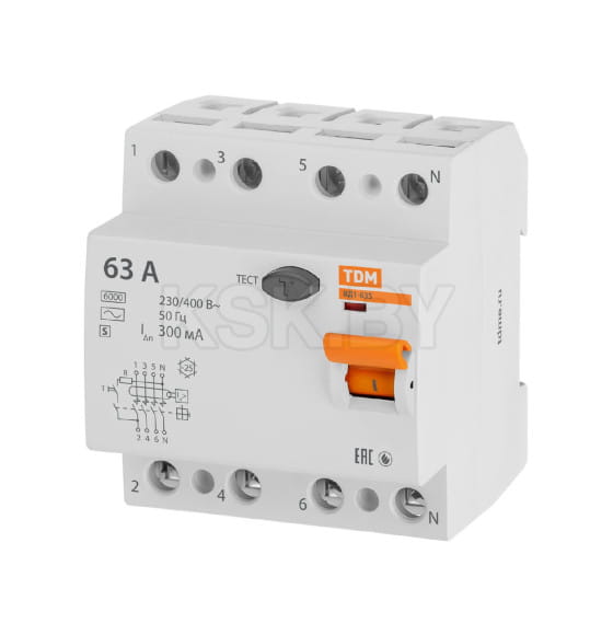 Устройство защитного отключения УЗО ВД1-63S 4Р 63А 300мА TDM SQ0203-0073 (SQ0203-0073) 