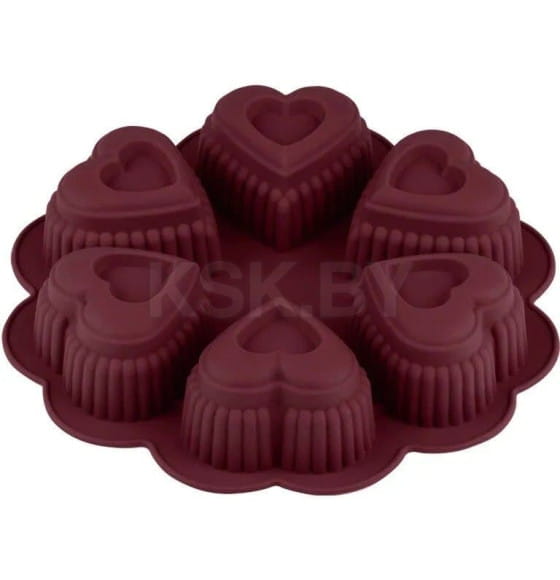 Форма для выпечки силиконовая круглая на 6 сердец 25х4.5 см BURGUNDY PERFECTO LINEA 20-118819 (20-118819) 