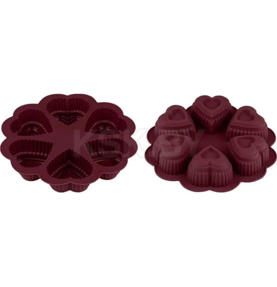 Форма для выпечки силиконовая круглая на 6 сердец 25х4.5 см BURGUNDY PERFECTO LINEA 20-118819 (20-118819) 