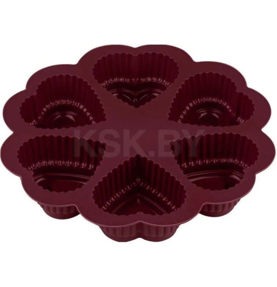 Форма для выпечки силиконовая круглая на 6 сердец 25х4.5 см BURGUNDY PERFECTO LINEA 20-118819 (20-118819) 