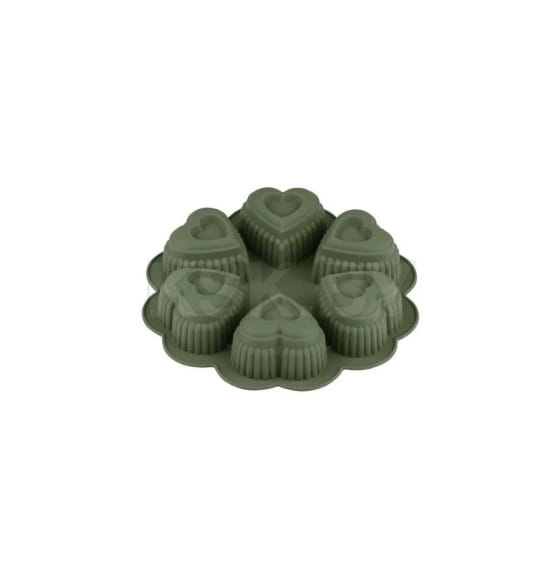 Форма для выпечки силиконовая круглая на 6 сердец 25х4.5 см NATURAL GREEN PERFECTO LINEA 20-118818 (20-118818) 