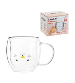 Кружка стеклянная с двойными стенками 280 мл Funny animals PERFECTO LINEA 30-130002